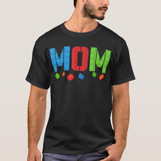 Mam blokkeert Masterbouwer Brick Bouwer Birthday T-shirt (Voorkant)