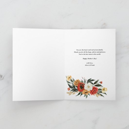 MAM Boho Flowers Zwart Happy Moederdag Kaart (Binnen)