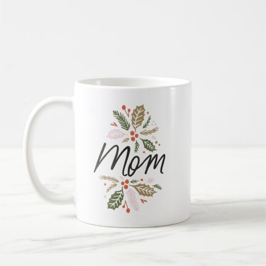Mam Bright Holly Kerstmis Black Script Koffiemok (Links)
