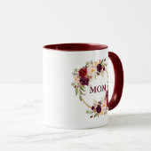 Mam Burgundy Waterverf Floral Gold Mok (Voorkant rechts)