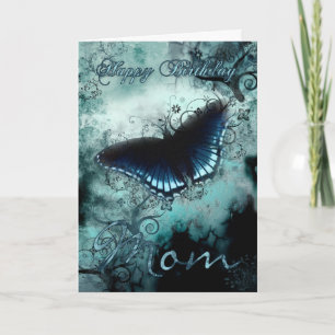 Mam Butterfly Birthday Card - Blue Butterfly Birth Kaart