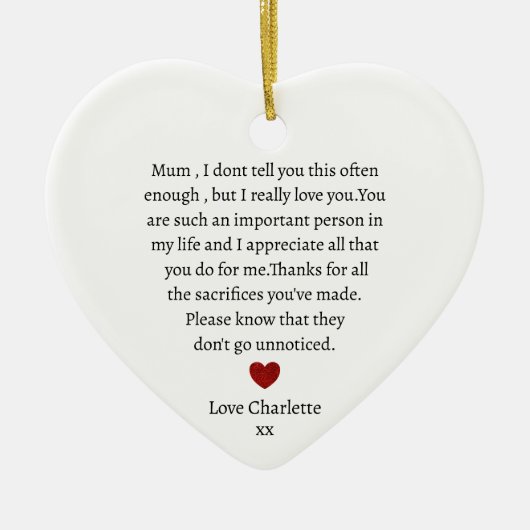 mam cadeau | Gepersonaliseerde Mum Keepsake Mum's Keramisch Ornament (Voorkant)