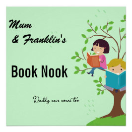Mam & Child Book Nook. Bewerkbare namen en tekst Perfect Poster