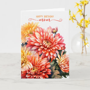 Mam Chrysanten voor November Verjaardag Kaart
