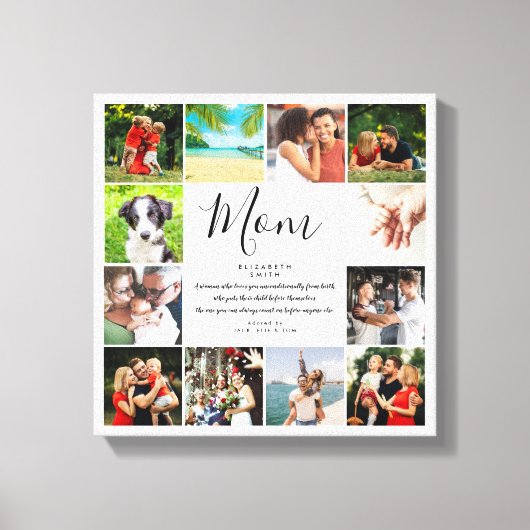 Mam citeert Elegant Manuscript 12 Foto Collage Canvas Afdruk (Voorkant)