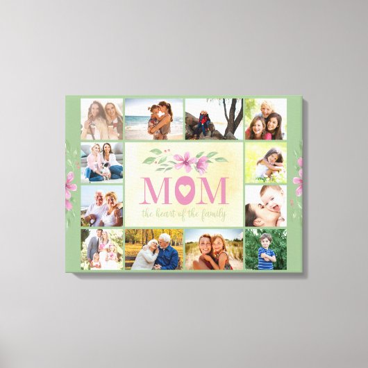 Mam citeert het hart van de familie Green 12 foto Canvas Afdruk (Voorkant)