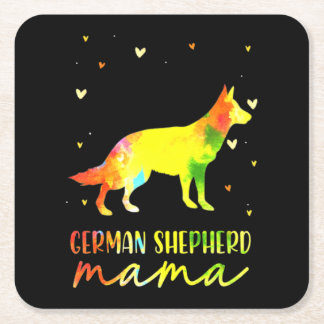Mam Colorful German Shepherd Kartonnen Onderzetters