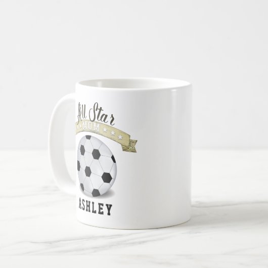 Mam Cute Whimsical All Star Soccer  Sign Koffiemok (Voorkant links)