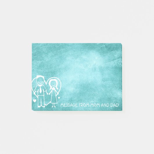 Mam Dad Family Massage Chalkboard Mint Blue Post-it® Notes (Voorkant)