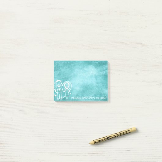 Mam Dad Family Massage Chalkboard Mint Blue Post-it® Notes (Op bureau)