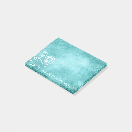 Mam Dad Family Massage Chalkboard Mint Blue Post-it® Notes (Schuin)