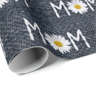 Mam Daisy op Blue Denim Cadeaupapier