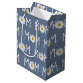 Mam Daisy op Blue Denim Medium Gift Bag Cadeauzakje (Voorkant Gekanteld)