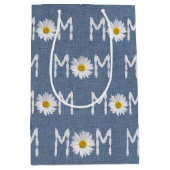 Mam Daisy op Blue Denim Medium Gift Bag Cadeauzakje (Voorkant)
