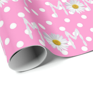 Mam Daisy over poka Dots Wrapping Paper Cadeaupapier