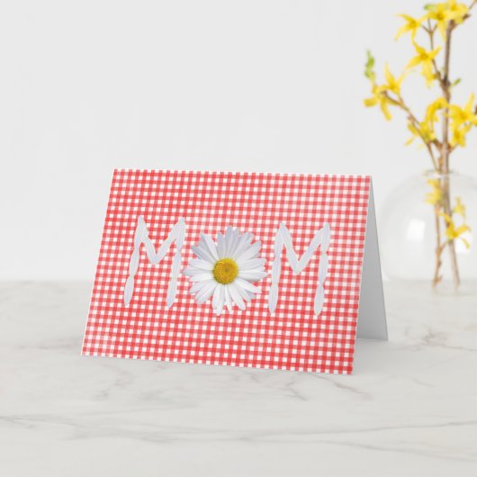 Mam Daisy over rode en witte gingham Kaart (Gele Bloem)