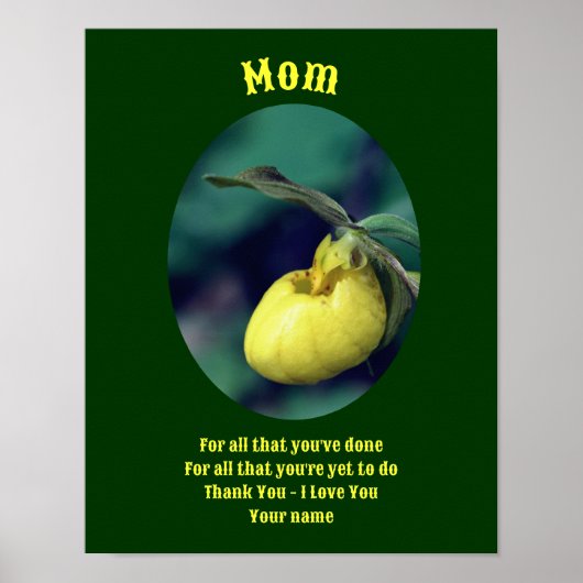 Mam Dank je liefde Lady Slipper gepersonaliseerd Poster (Voorkant)