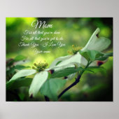Mam dank u liefde Dogwood Floral gepersonaliseerd Poster (Voorkant)