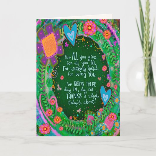 Mam Dank u Quote  Floral Kaart (Voorkant)