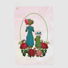 Mam Daughter Duo Red Roses Floral Moederdag Golfhanddoek