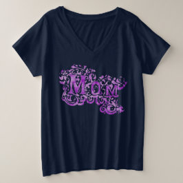 Mam decoratieve paarse tekst t-shirt