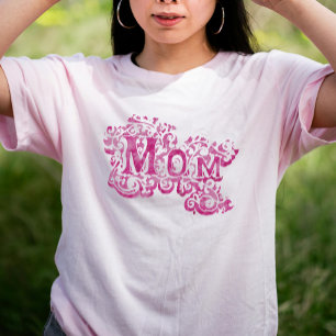 "Mam" decoratieve roze t-shirt