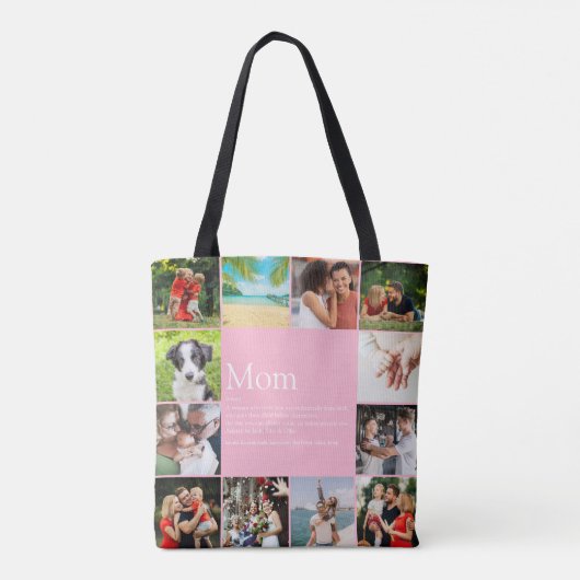 Mam Definition Citaat 12 Foto Collage Pink Tote Bag (Achterkant)