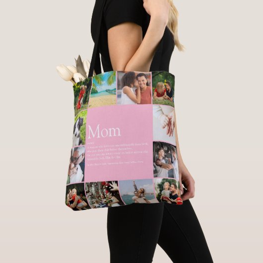 Mam Definition Citaat 12 Foto Collage Pink Tote Bag (Dichtbij)
