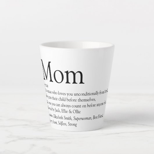 Mam Definition Quote Black en White Latte Mok (Voorkant)