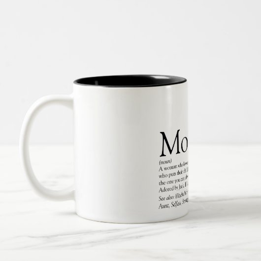 Mam Definition Quote Black en White Tweekleurige Koffiemok (Links)