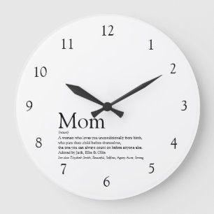 Mam Definition Quote Modern Black en White Large Grote Klok