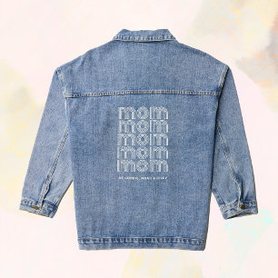 mam   Disco Stijl Tekst met Kindernamen Denim Jacket