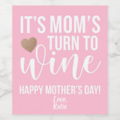 Mam draait om Wine Label Pink Wijn Etiket (Enkel label)