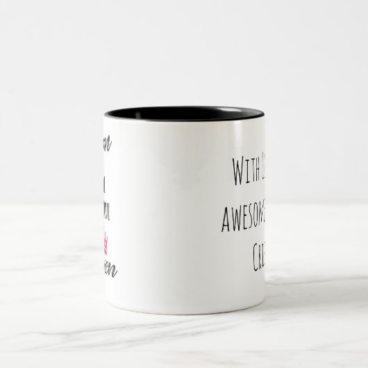 Mam, een titel net boven Queen met roze kroon Tweekleurige Koffiemok (Center)