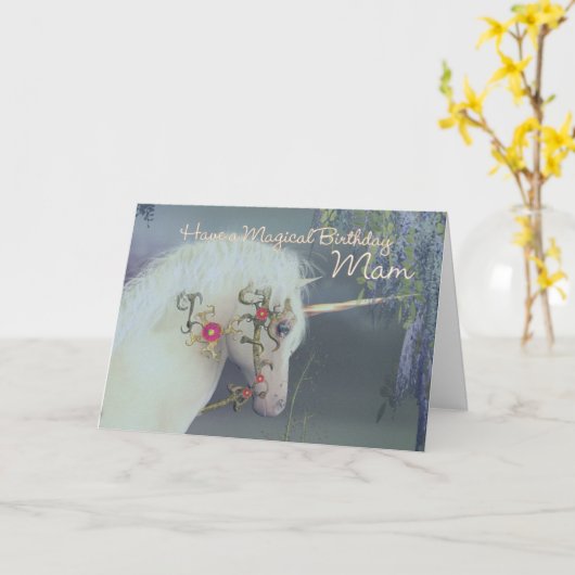 Mam Eenhoorn Verjaardag Kaart Magische Verjaardag (Gele Bloem)