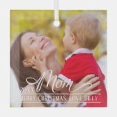 Mam Elegant kerstfoto Gepersonaliseerd Glas Ornament (Voorkant)
