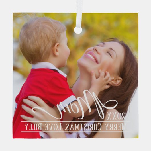 Mam Elegant kerstfoto Gepersonaliseerd Glas Ornament (Achterkant)