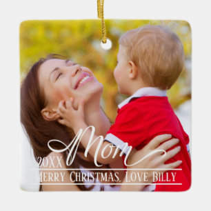 Mam Elegant kerstfoto Gepersonaliseerd Keramisch Ornament