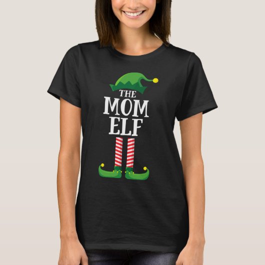 Mam Elf Matching Family Kerstparty Pajama T-shirt (Voorkant)