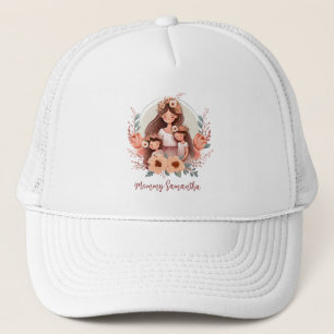 Mam en aughters met Floral Background Trucker Pet