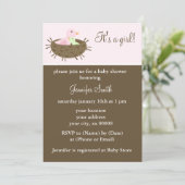 Mam en Baby Bird Meisje Baby shower Kaart (Staand voorkant)