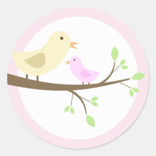 Mam en Baby Bird Ronde Sticker