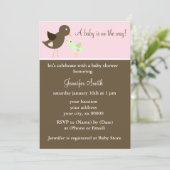 Mam en Baby Birds Meisje Baby shower Kaart (Staand voorkant)