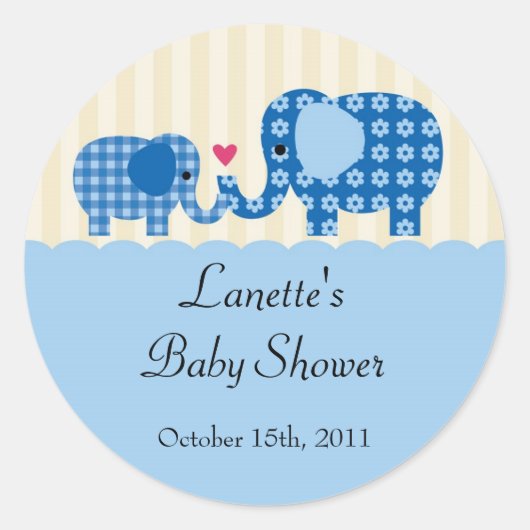 Mam en Baby Boy Olifant Favor Sticker (Voorkant)