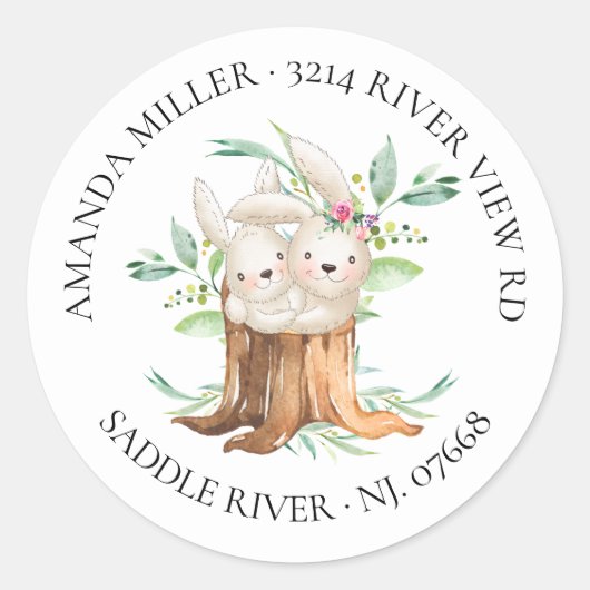 Mam en Baby Bunny Baby shower Return Address Label (Voorkant)