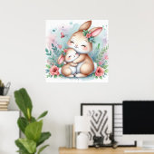 Mam en Baby Bunny Poster (Thuiskantoor)