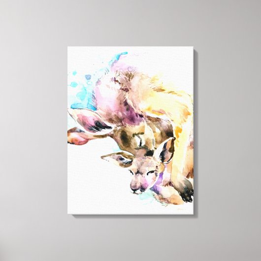Mam en Baby Deer, Deer Family Gift, Funny Dauhgter Canvas Afdruk (Voorkant)