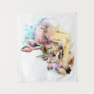 Mam en Baby Deer, Deer Family Gift, Funny Dauhgter Wandkleed