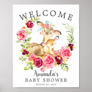 Mam en Baby Deer Welkom Baby shower Poster