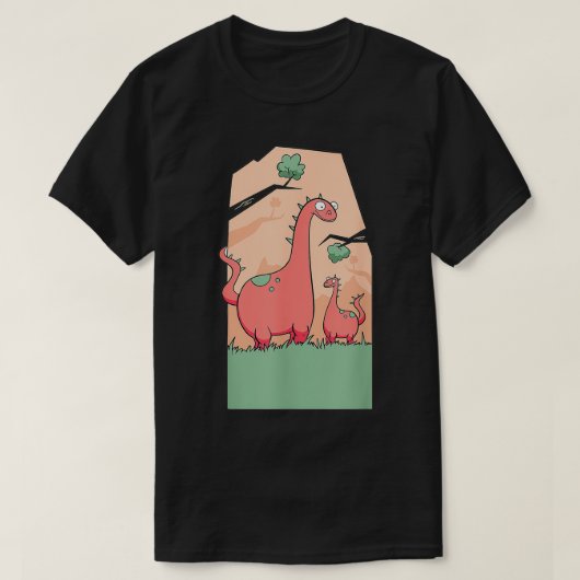 Mam en Baby Dinosaur familie Cute T-shirt (Design voorkant)